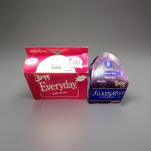 VTG Leggs Hose-Sz B Silken Mist White Control Top& 2 Pr Everyday Knee Highs- Whi